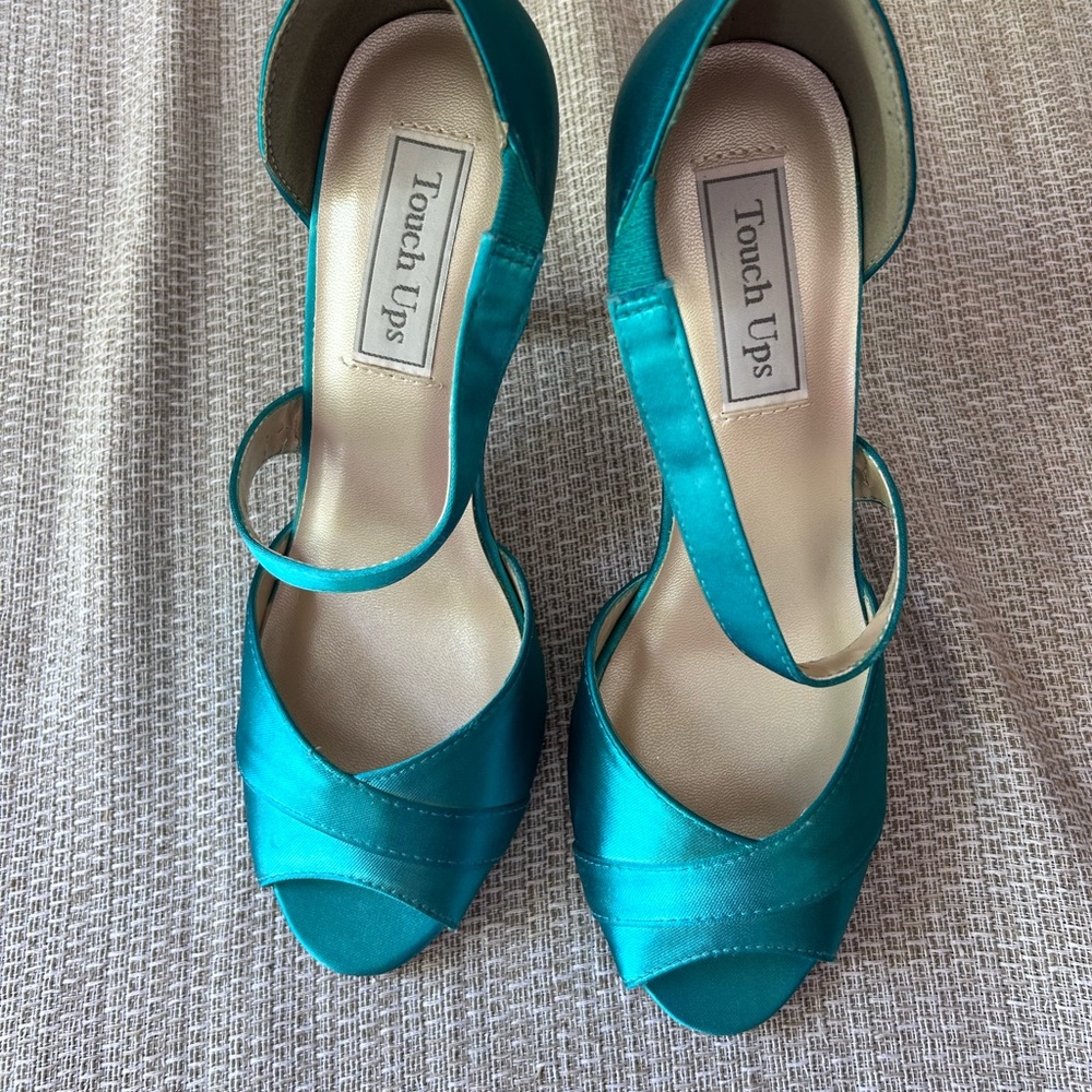 Touch Ups Blue Heels Satin Peep-Toe Slingback